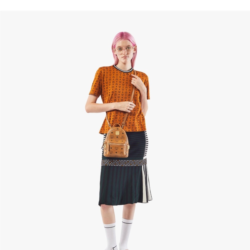 MCM Stark Bebe Boo Backpack in Visetos. Size X-Mini, Color - Cognac | COGNAC - Picture 6 of 8